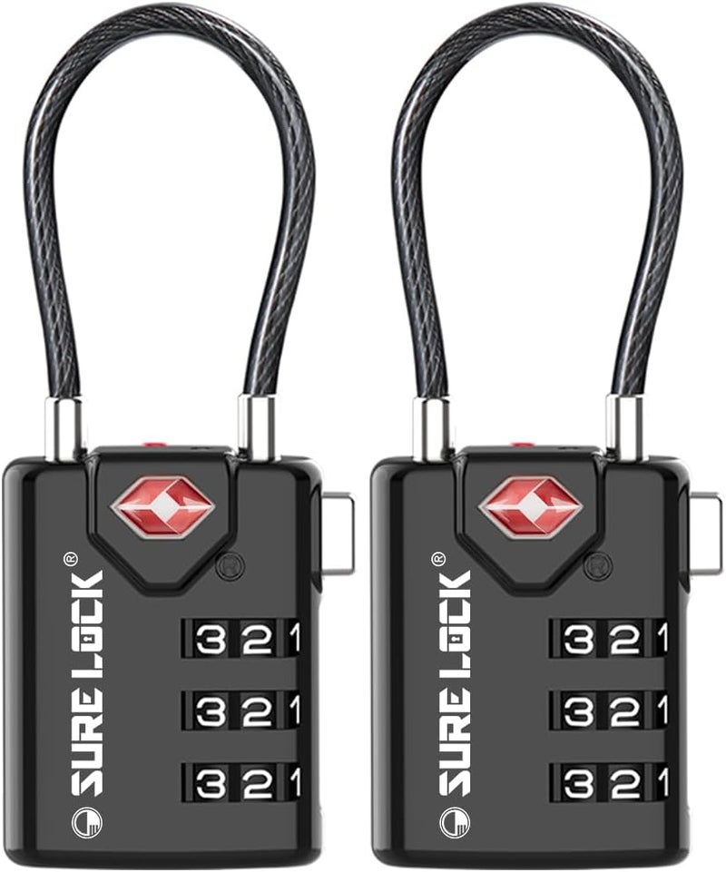 SURE LOCK TSA Compatible Travel Luggage Locks, Inspection Indicator, Easy Read Dials - 2 pack - Image 1